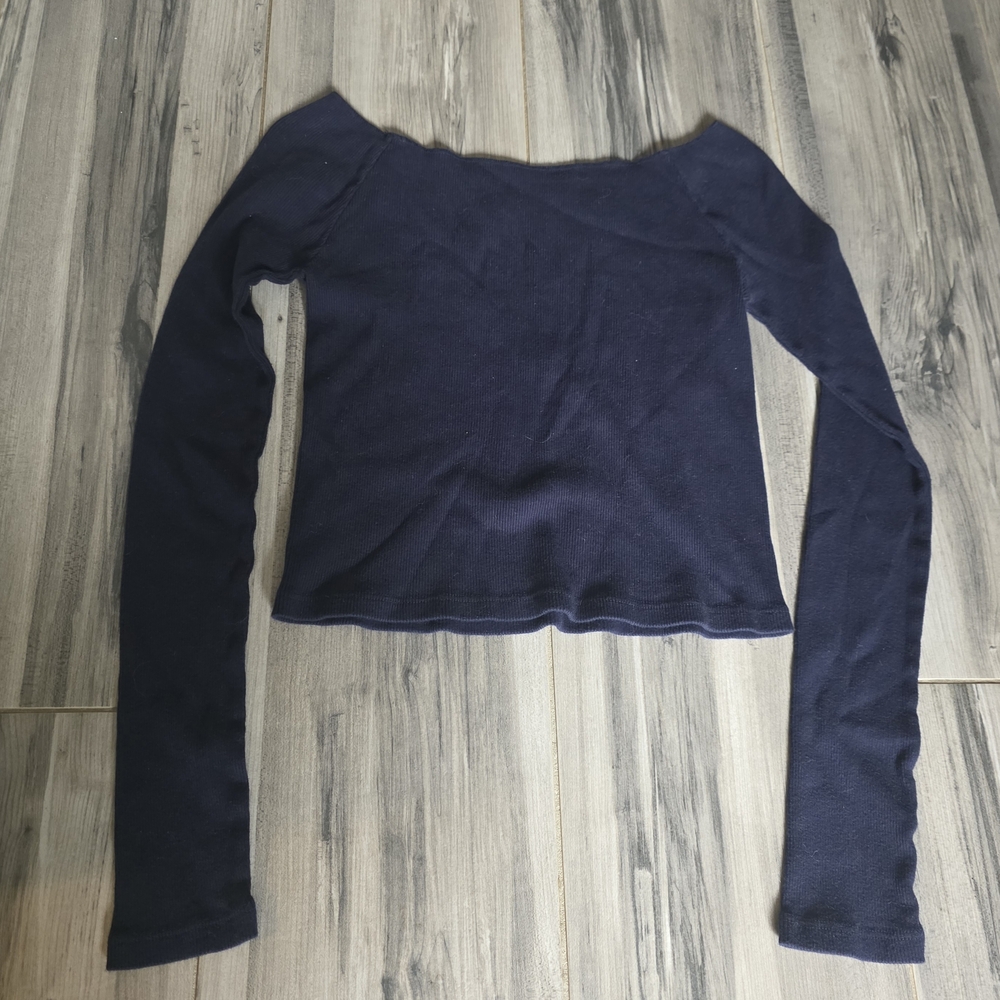 Navy Blue Women's Long Sleeve Top